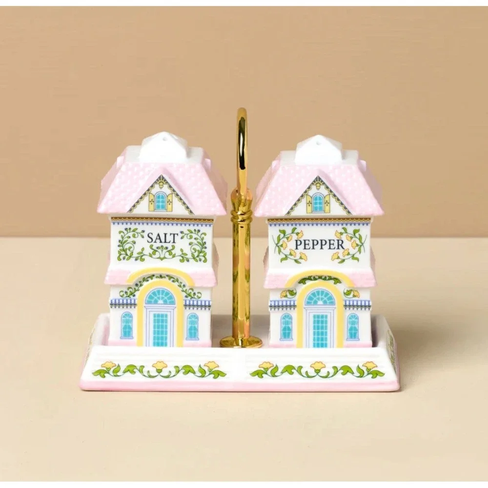 2026 Lenox Spice Village Salt and Pepper Shakers w/ Tray - New in Org. Box